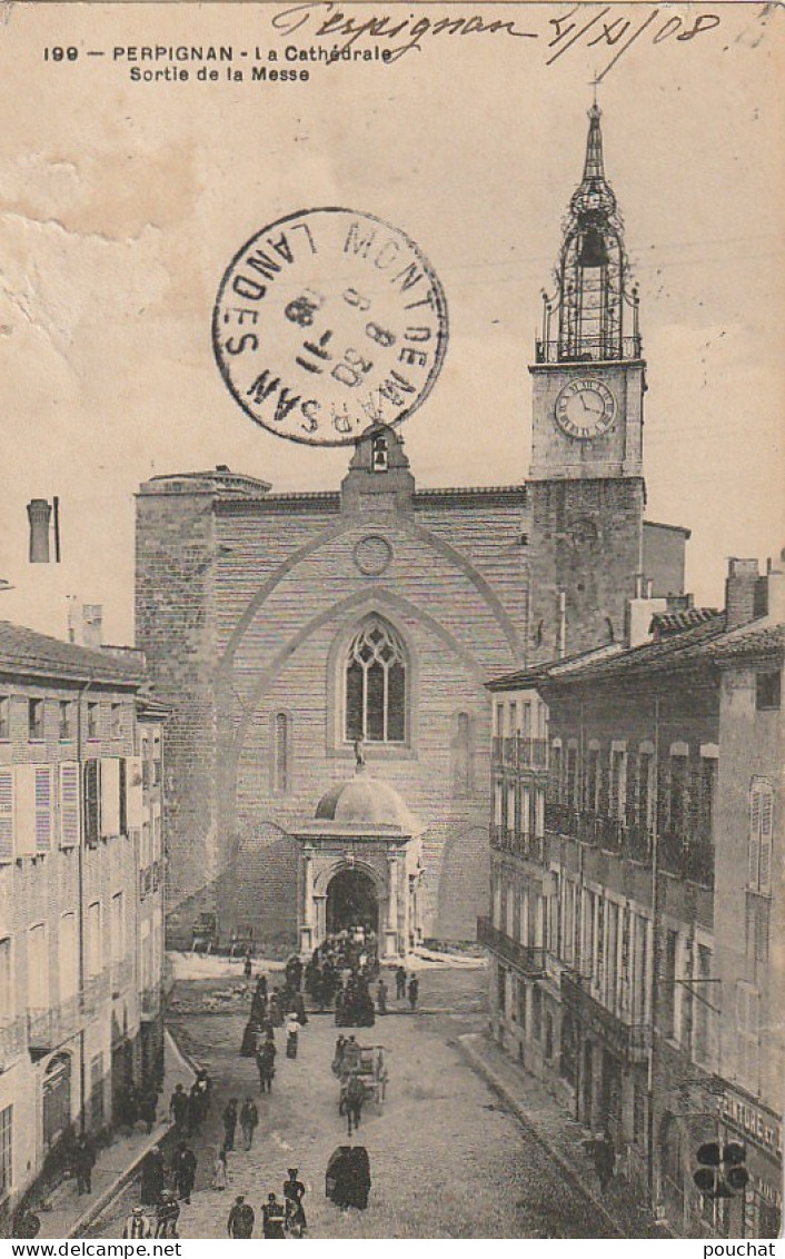 XXX -(66) PERPIGNAN - LA CATHEDRALE - SORTIE DE MESSE  - 2 SCANS - Perpignan