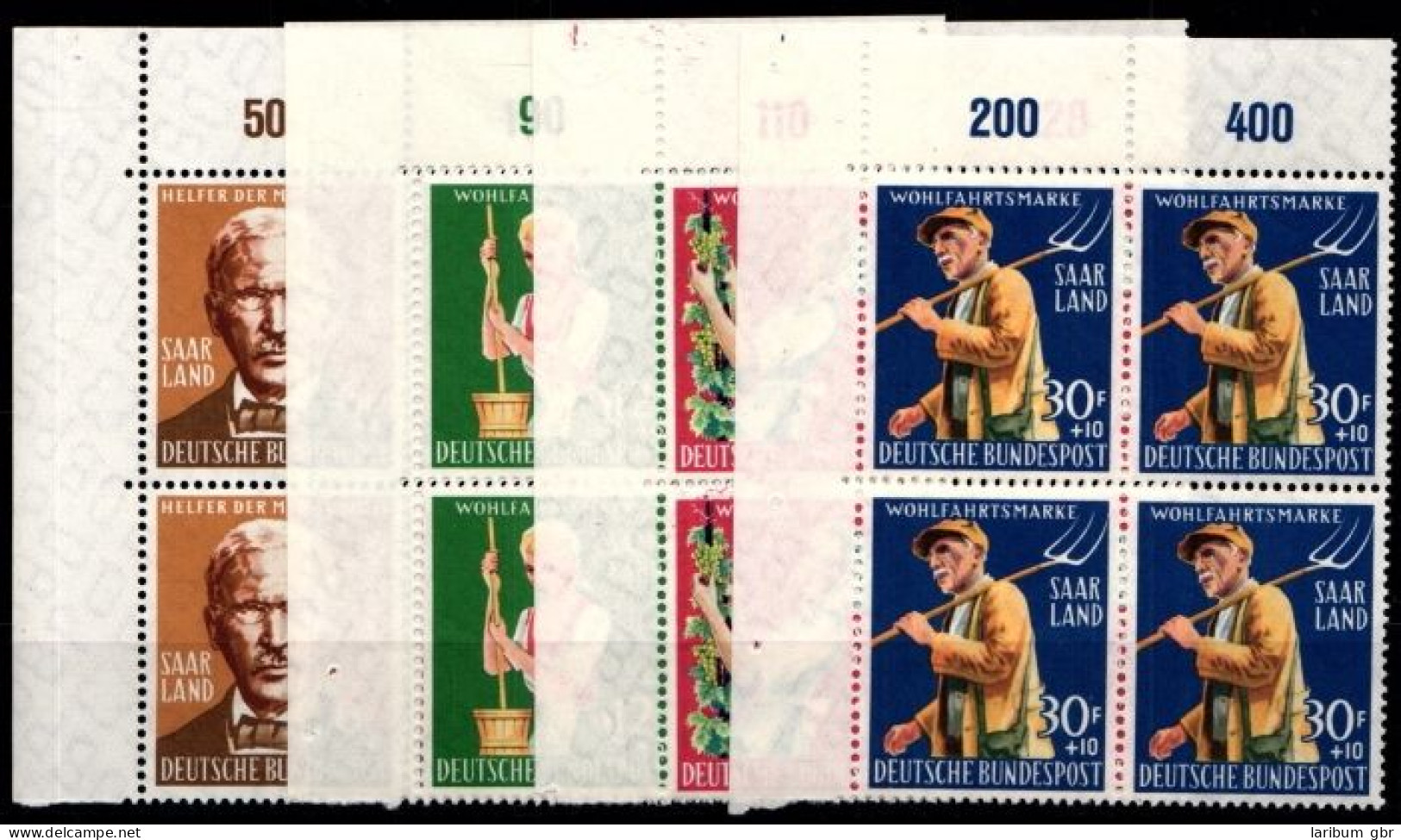 Saarland 441-444 Postfrisch Eckrandviererblock Mit Oberrand #GM701 - Autres & Non Classés