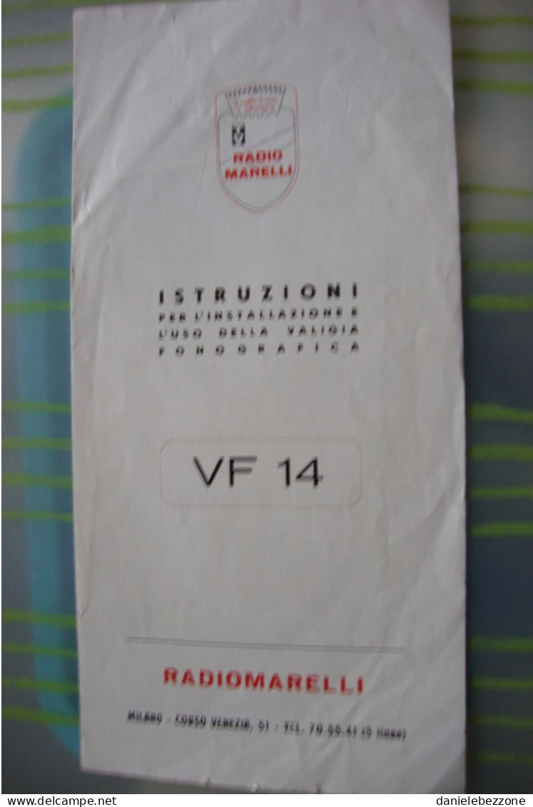 Istruzioni Valigia Fonografica (giradischi) VF14 Radiomarelli - Otros & Sin Clasificación