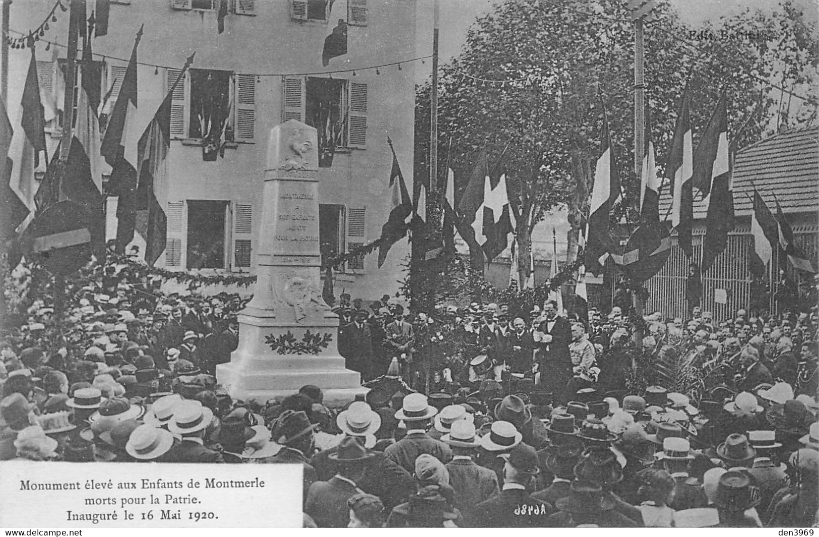 Monument élevé Aux Enfants De MONTMERLE (Ain) Morts Pour La Patrie - Inauguré Le 16 Mai 1920 - Ecrit 1920 (2 Scans) - Sin Clasificación