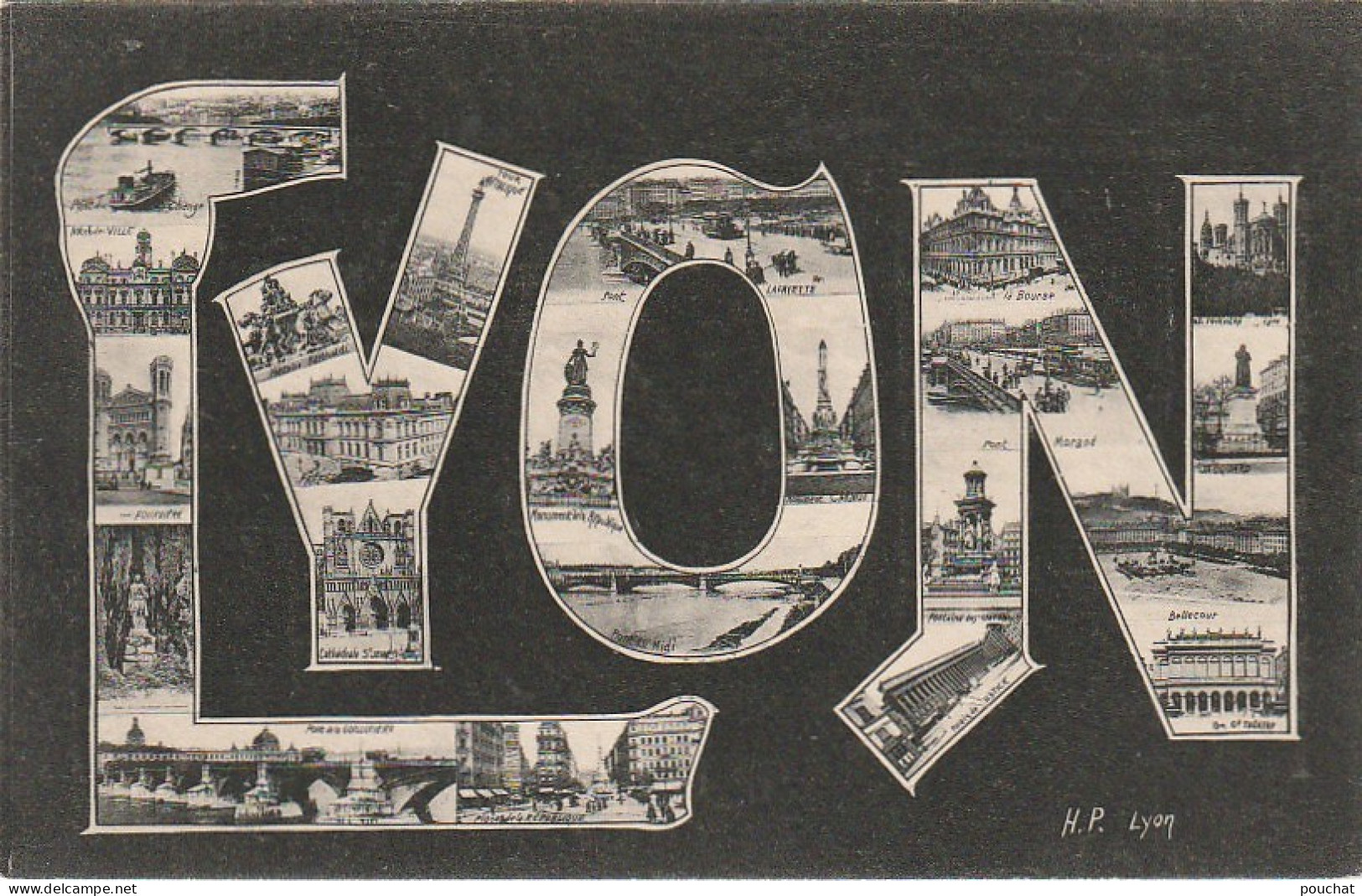 XXX -(69) LYON -  LETTRES MULTIVUES - CARTE FANTAISIE - 2 SCANS - Gruss Aus.../ Gruesse Aus...