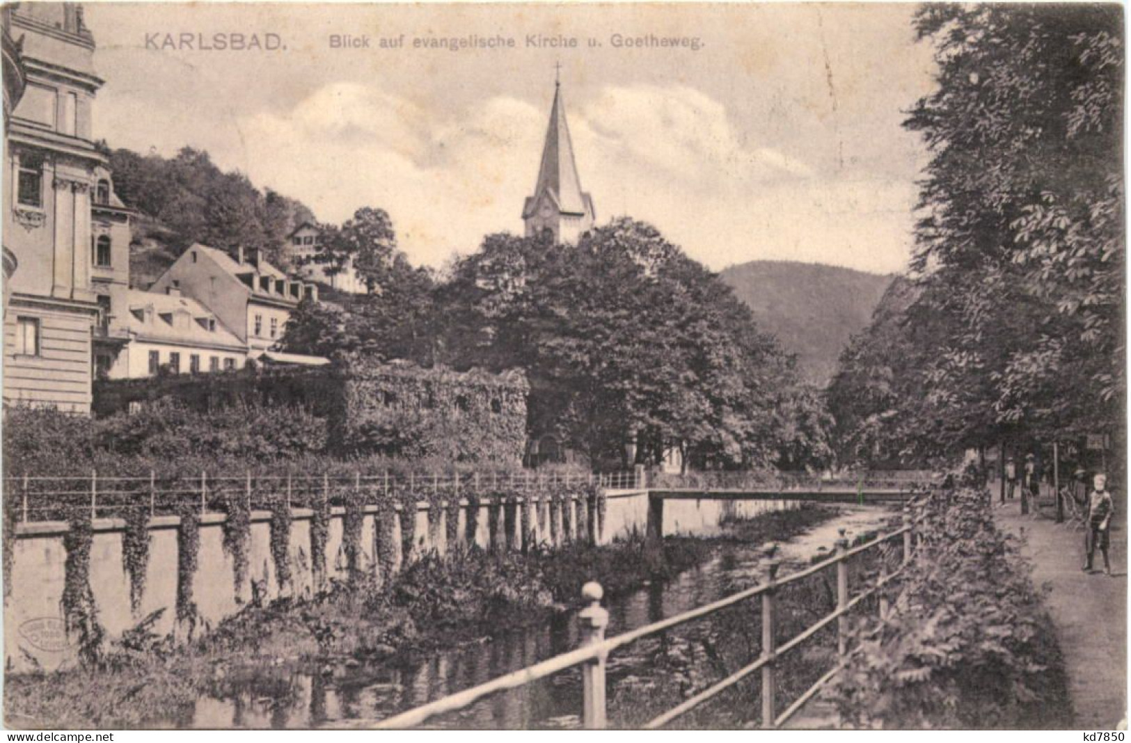 Karlsbad - Evangelische Kirche Und Goetheweg - Böhmen Und Mähren