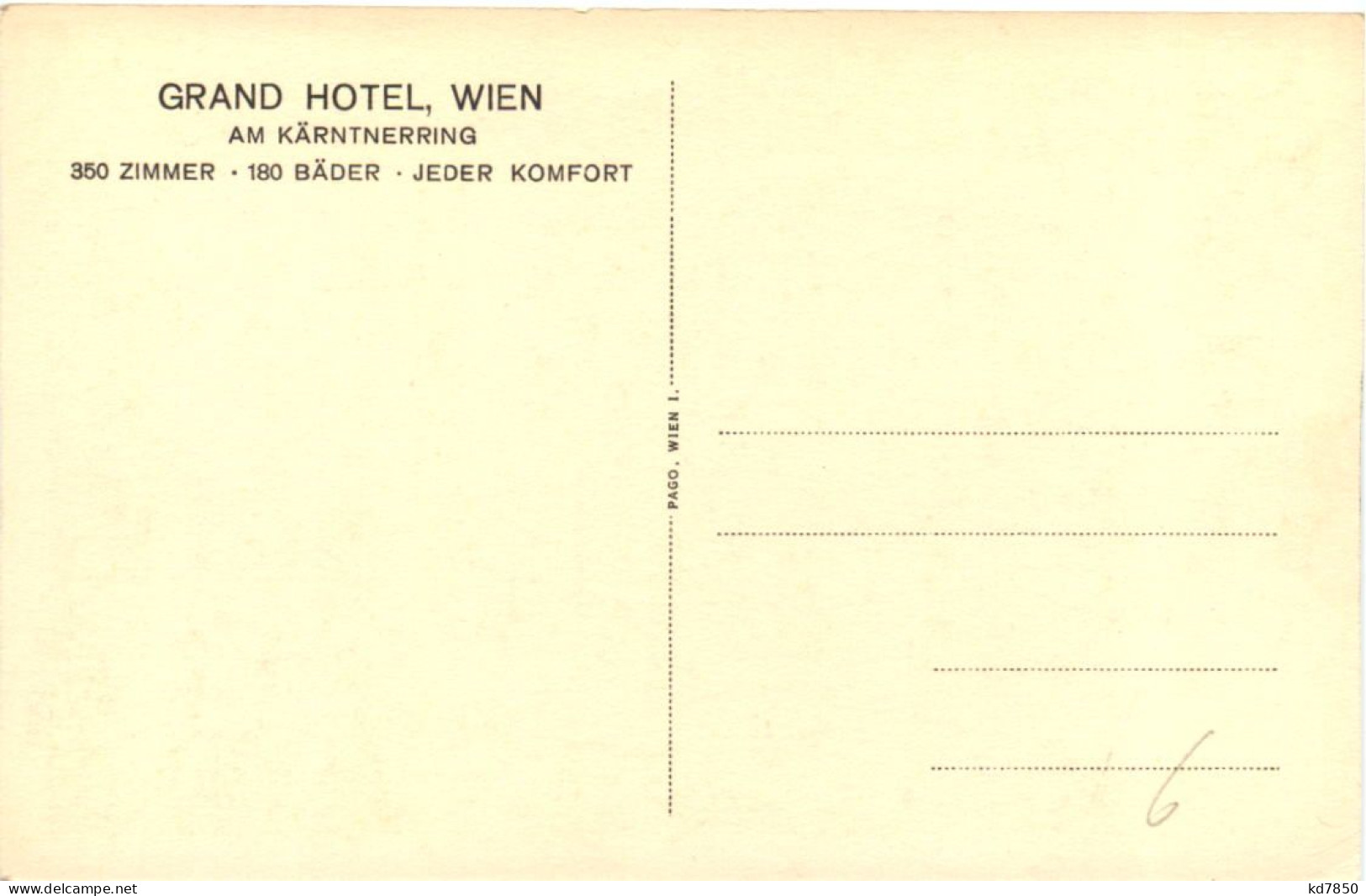 Wien - Grand Hotel - Otros & Sin Clasificación