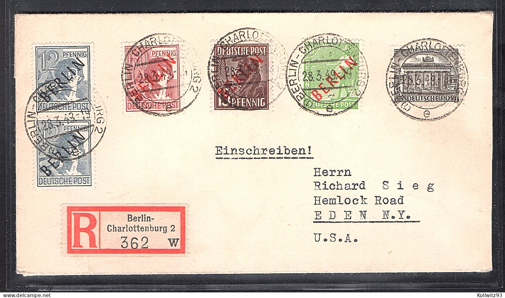 Berlin, Auslandbrief Mit Mischfrankatur Schwarz- Rotaufdruck + Mi.-Nr. 42  - Brieven En Documenten
