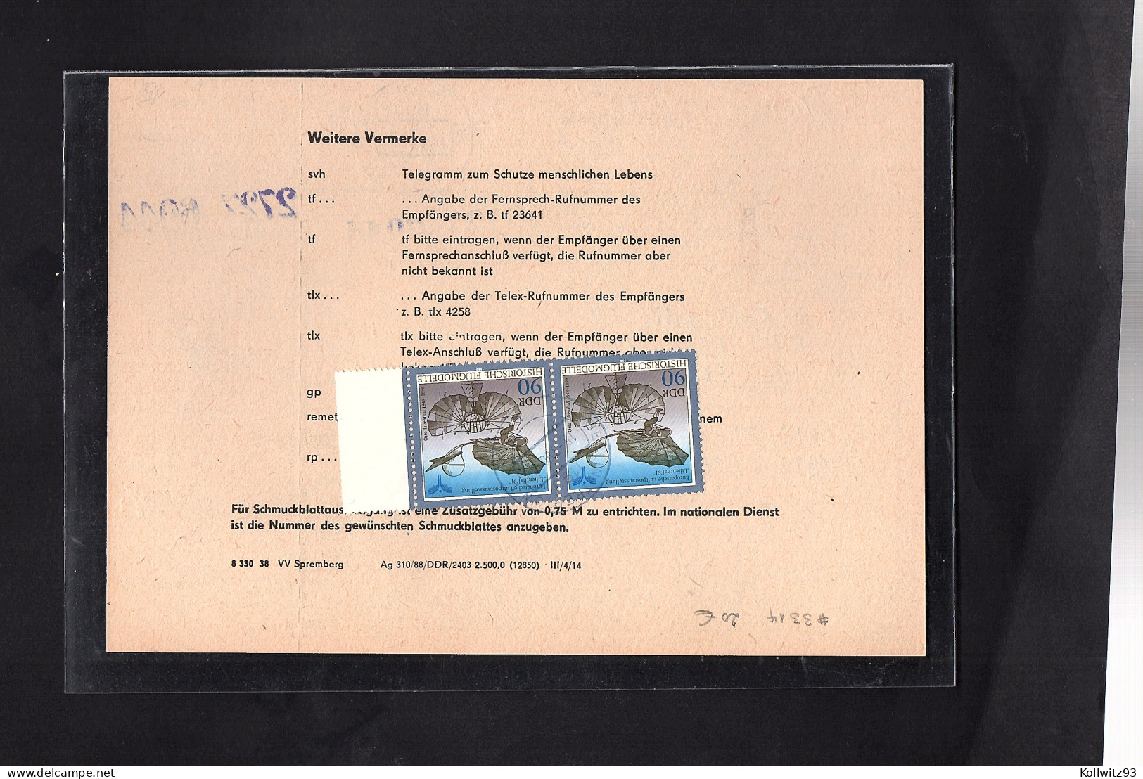 DDR., Telegramm Mit Me.F. Mi.-Nr. 3314 - Lettres & Documents