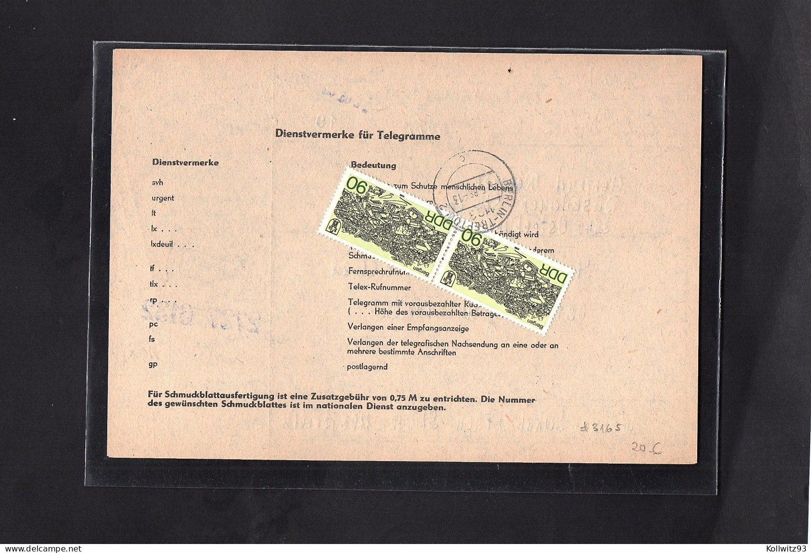 DDR., Telegramm Mit Me.F. Mi.-Nr. 3365 - Lettres & Documents