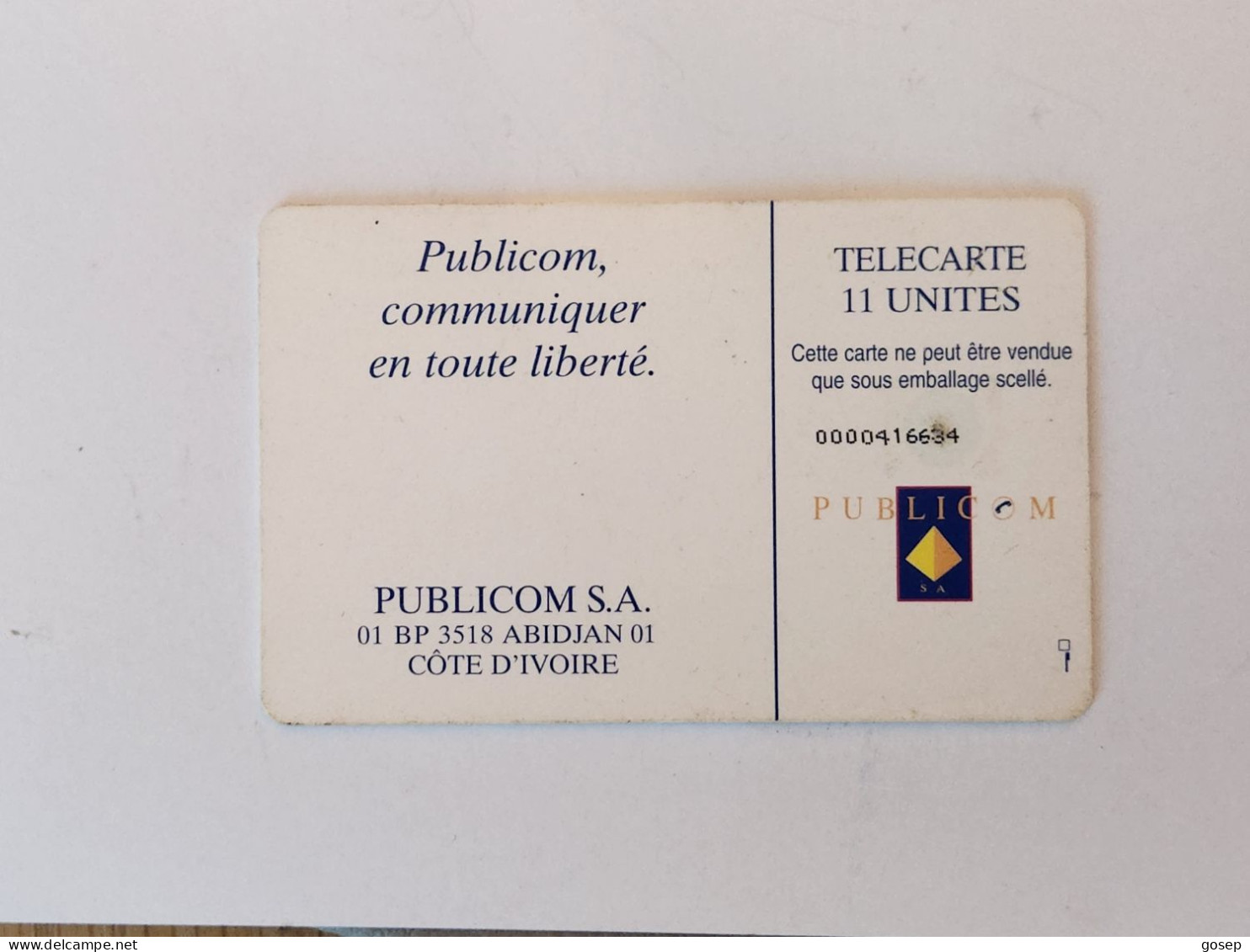 Ivory Coast-(CI-PUB-REF-0006)-LOGO-(29)-(publicom)-(0000416634)-used Card+1card Prepiad Free - Costa De Marfil