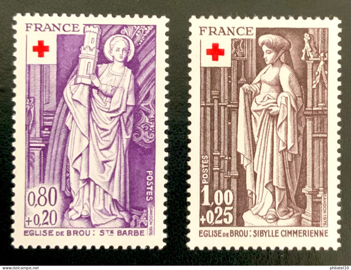 1976 FRANCE N 1910/11 CROIX ROUGE ÉGLISE DE BROU - NEUF** - Nuevos