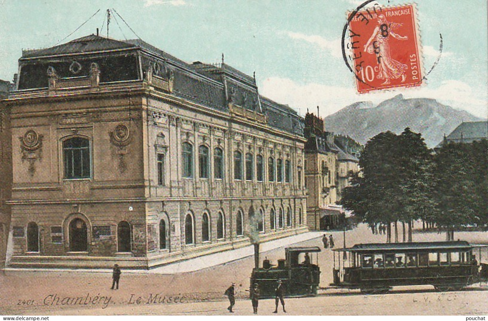 XXX -(73) CHAMBERY - LE MUSEE - ANIMATION - PETIT TRAIN VAPEUR - CARTE COLORISEE  - 2 SCANS - Chambery