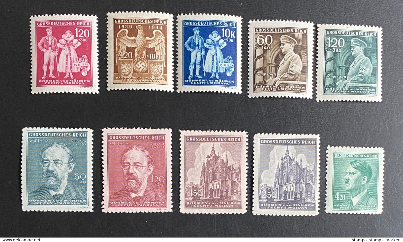 Deutsches Reich Böhmen U. Mähren 1944/45 Komplett Mi. 133 - 142 Postfrisch/** MNH - Unused Stamps