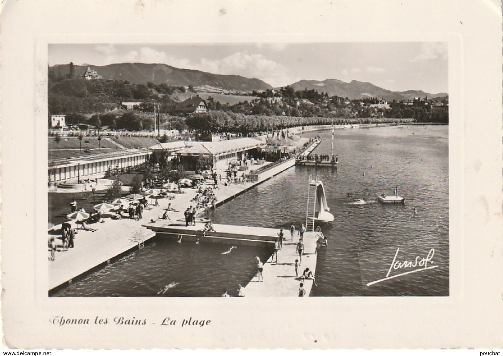 XXX -(74) THONON LES BAINS - LA PLAGE - VUE GENERALE - ANIMATION - EDIT. JANSOL , CHAMBERY - 2 SCANS - Thonon-les-Bains