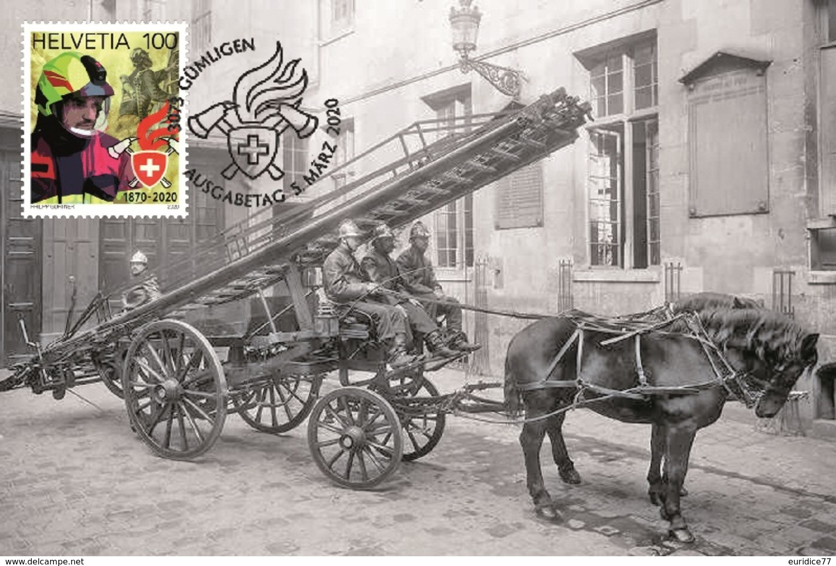 Switzerland 2020 - 150 Years Swiss Fire Brigade Association Carte Maximum - Cartes-Maximum (CM)