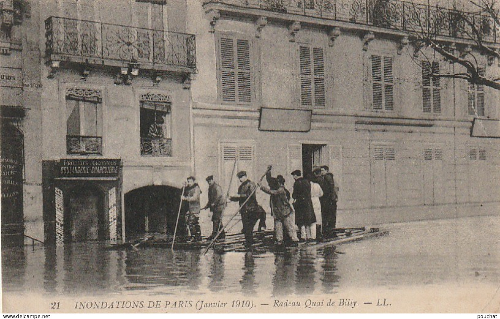 XXX -(75) INONDATIONS DE PARIS 1910 - RADEAU QUAI DE BILLY - ANIMATION - 2 SCANS - Inondations De 1910