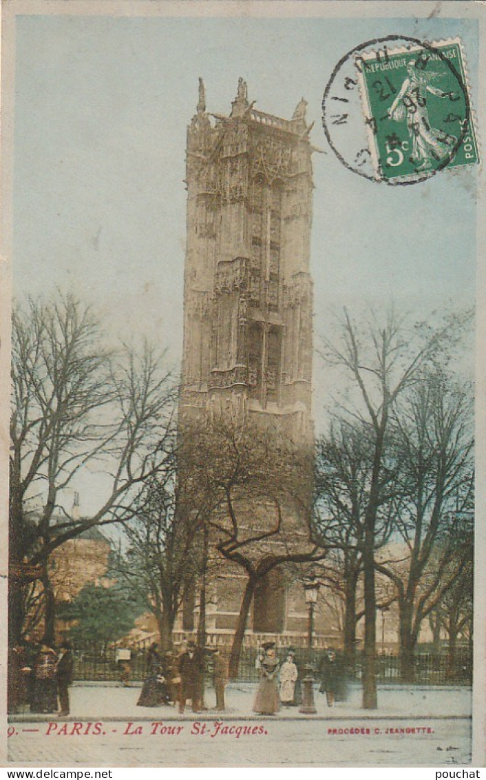 XXX -(75) PARIS - LA TOUR ST JACQUES - CARTE COLORISEE - 2 SCANS - Churches