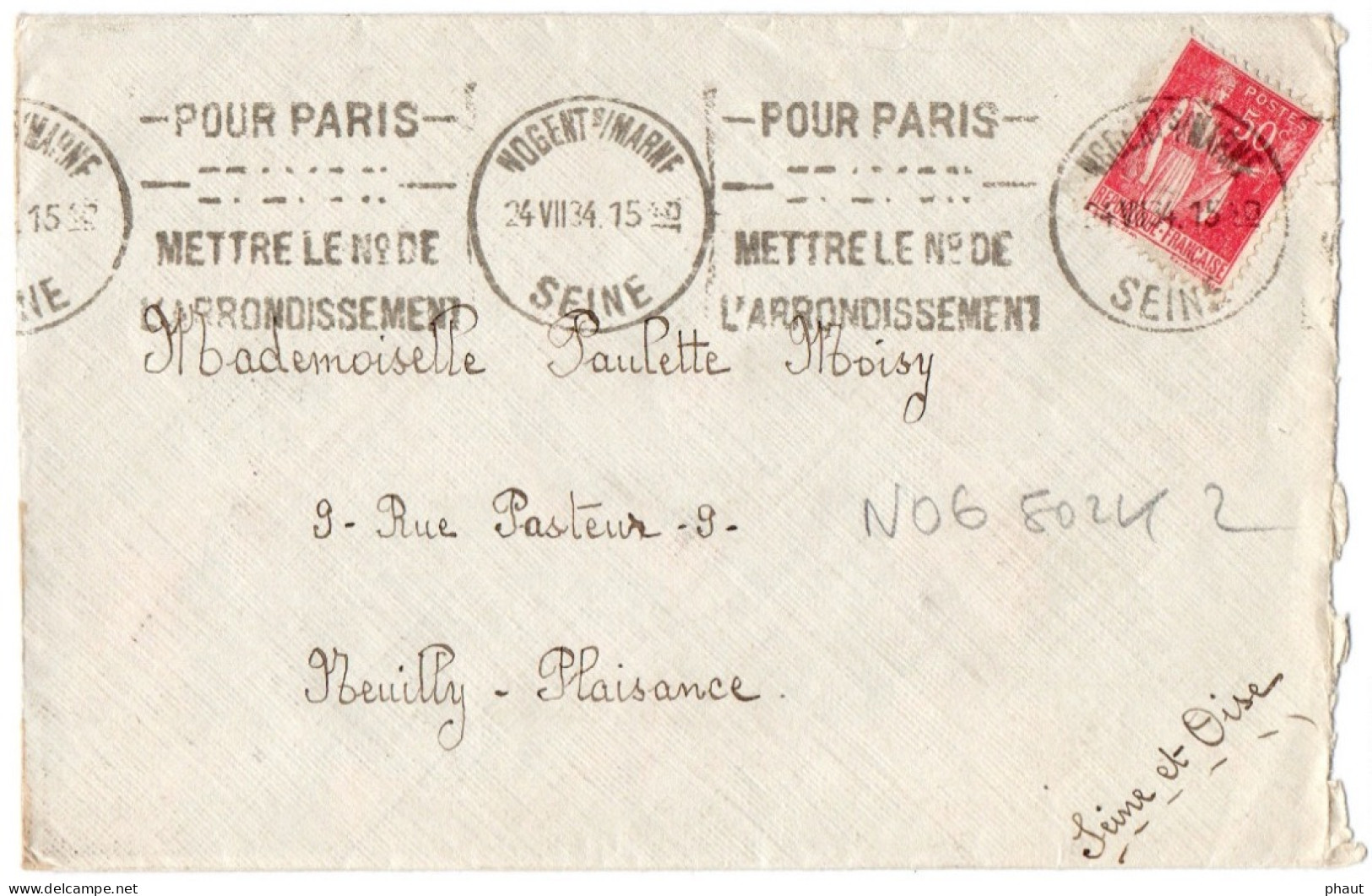 KRAG NOGENT Sur Marne Sur Lettre - 1921-1960: Modern Period