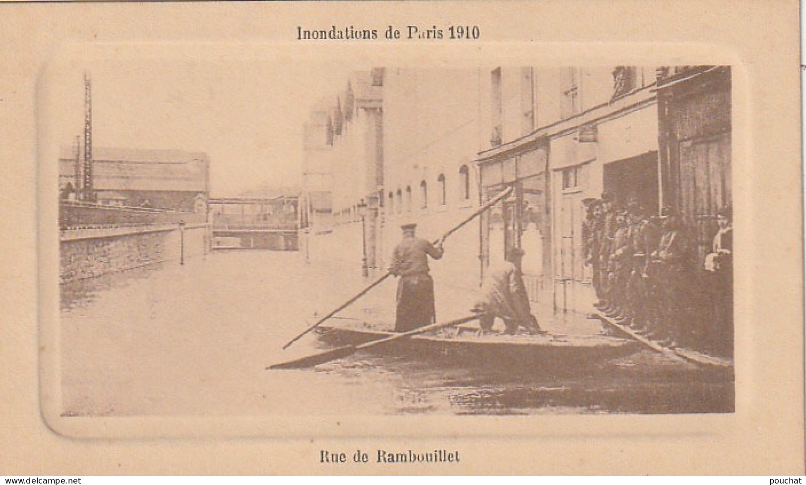 XXX -(75) PARIS - INONDATIONS 1910 - RUE DE RAMBOUILLET -  TRAVERSEE EN BARQUE - EDIT. CHOCOLAT LOUIT - 2 SCANS - Überschwemmung 1910