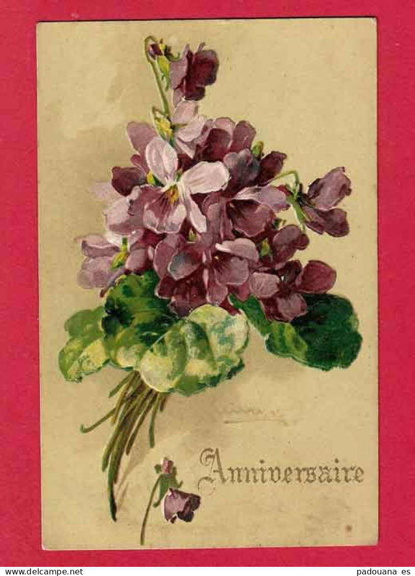 AF141 CATHARINA KLEIN VIOLETTES CARTE GAUFREE EN 1911 - Klein, Catharina