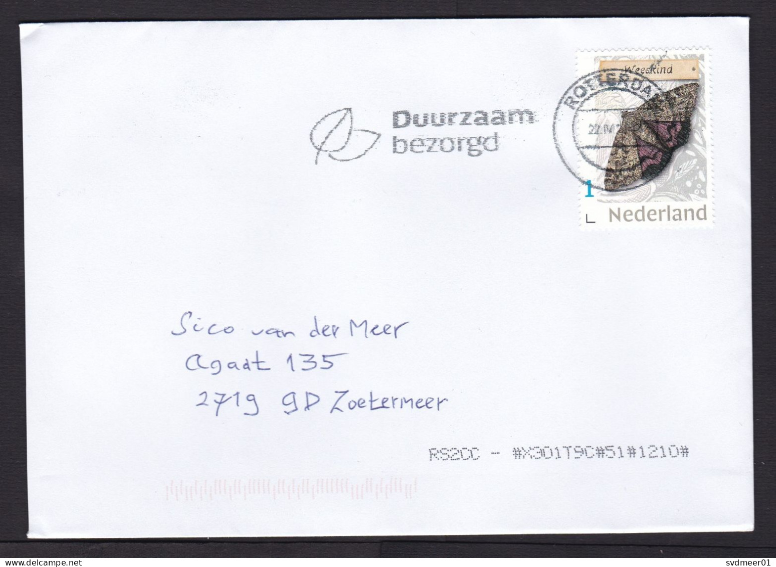 Netherlands: Cover, 2024, 1 Stamp, Butterfly, Insect, Animal (traces Of Use) - Briefe U. Dokumente
