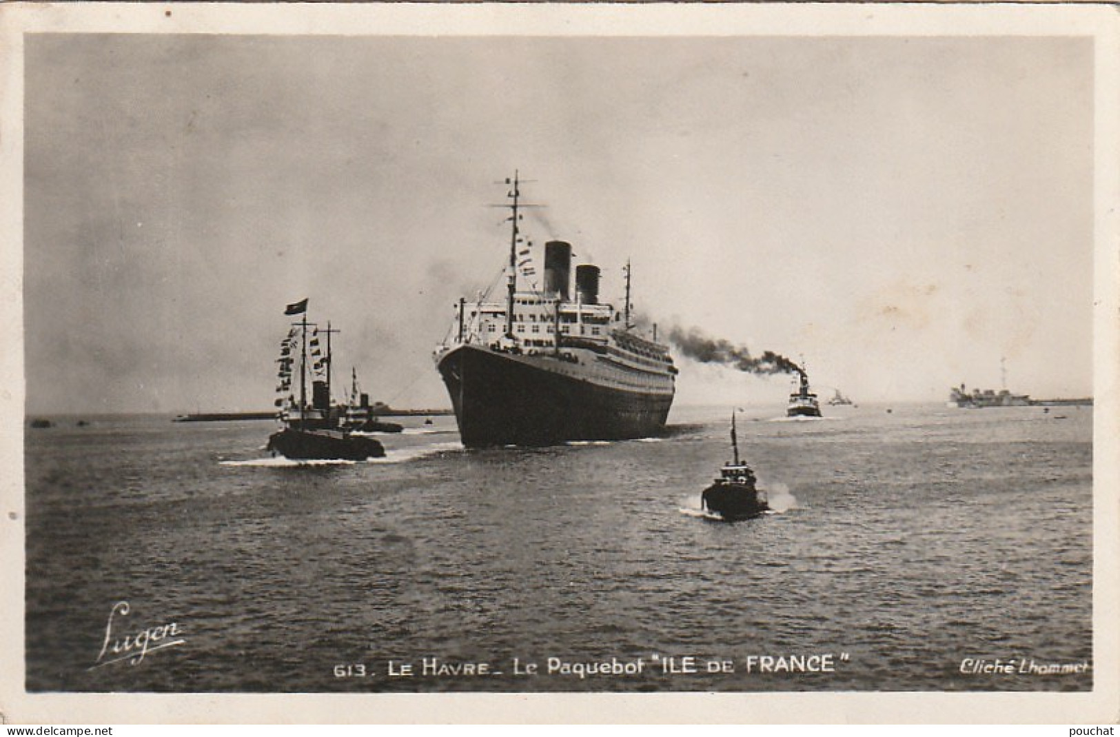 XXX -(76) LE HAVRE - PAQUEBOT " ILE DE FRANCE " - ENTREE DANS LE PORT DU HAVRE - 2 SCANS - Passagiersschepen