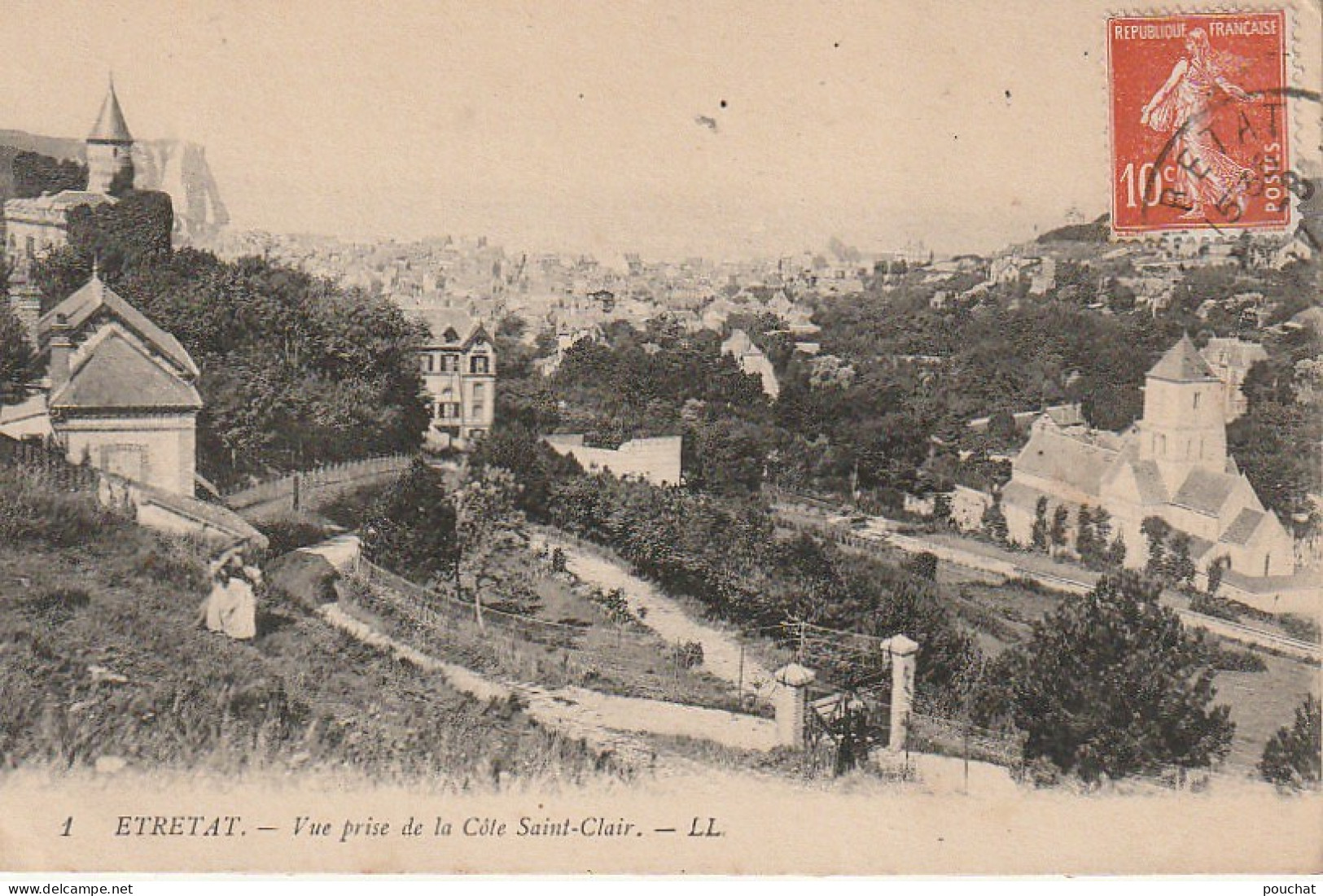 XXX -(76) ETRETAT - VUE PRISE DE LA COTE SAINT CLAIR - 2 SCANS - Etretat