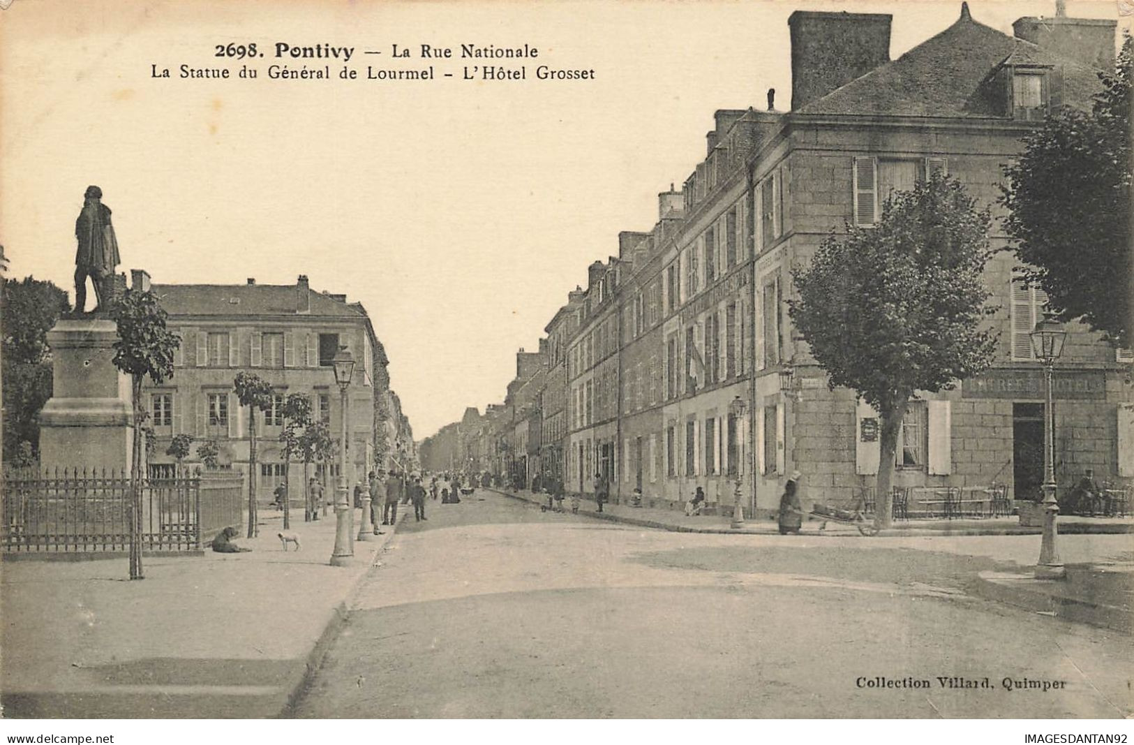 56 PONTIVY #20866 RUE NATIONALE STATUE LOURMEL ET HOTEL GROSSET - Pontivy