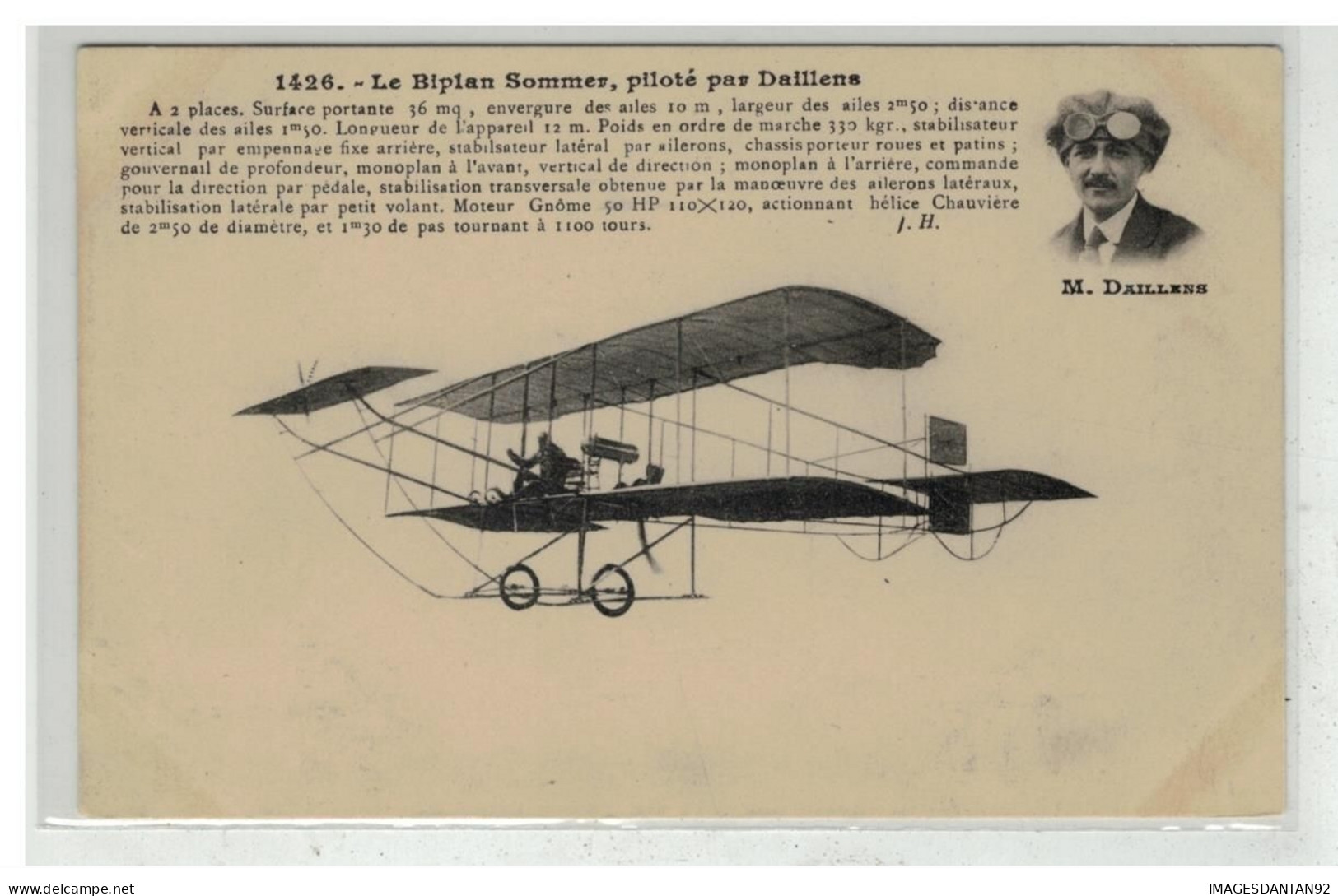 AVIATION #18207 AVION PLANE BIPLAN SOMMER PILOTE PAR DAILLENS AVIATEUR - ....-1914: Precursori