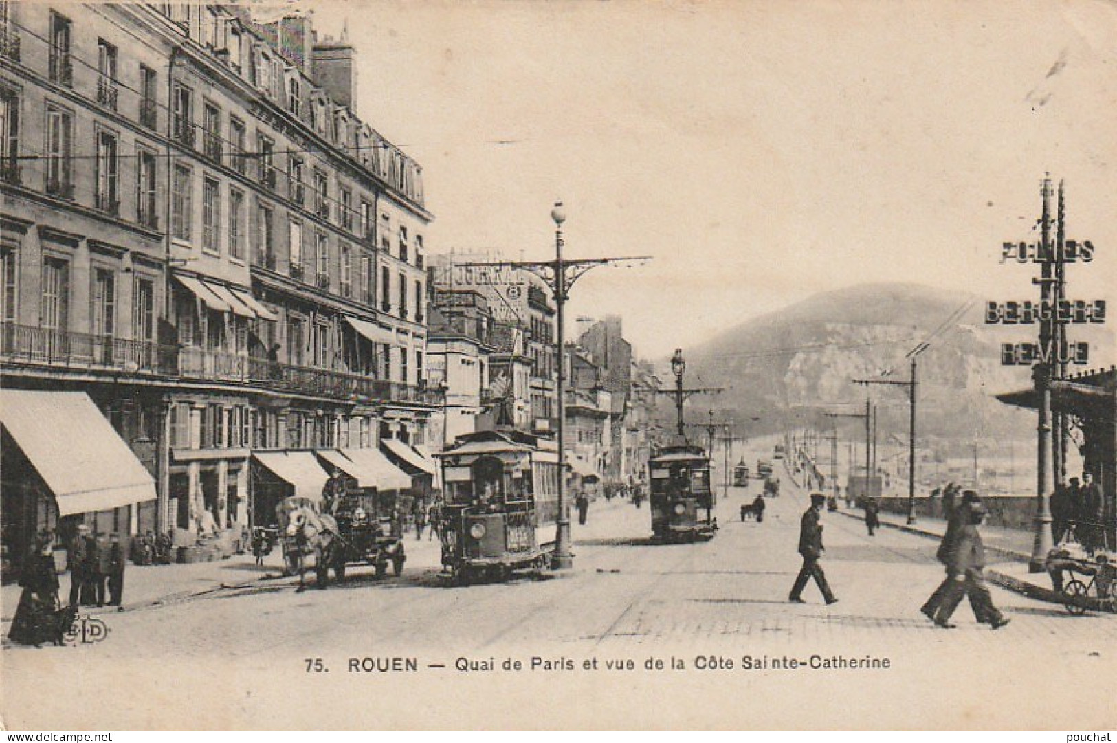 XXX -(76) ROUEN - QUAI DE PARIS ET VUE DE LA COTE SAINTE CATHERINE - ANIMATION - 2 SCANS - Rouen