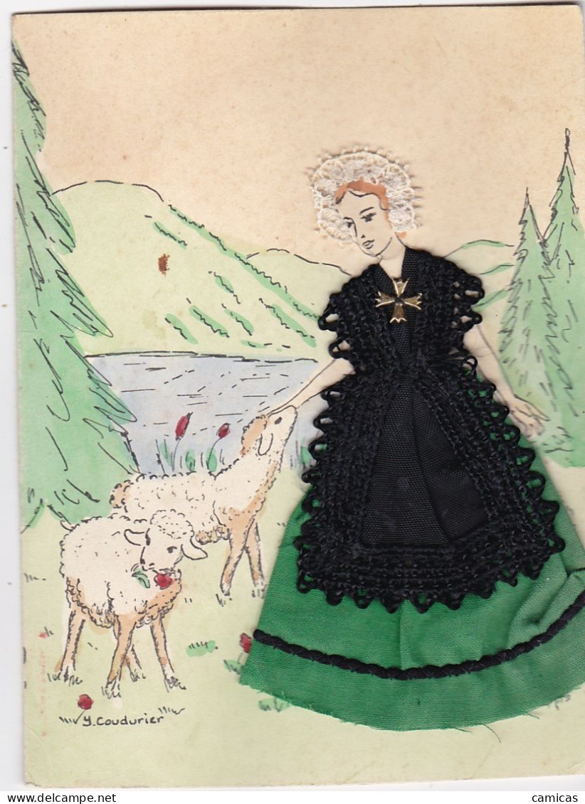 CARTE BRODEE: VOSGES  , Costume Régional - Brodées