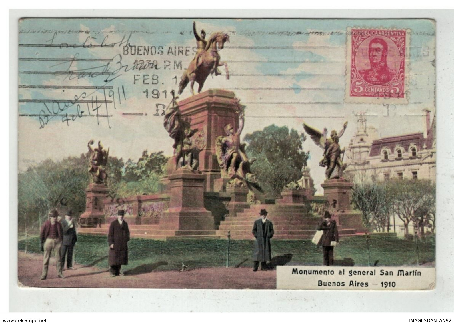 ARGENTINE ARGENTINA #17696 BUENOS AIRES MONUMENTO AL GENERAL SAN MARTIN 1910 - Argentina