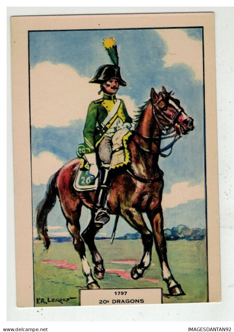 ILLUSTRATEUR PIERRE ALBERT LEROUX #18911 MILITAIRE UNIFORME CROIX ROUGE S.B.M. 20 E DRAGONS - Uniformi