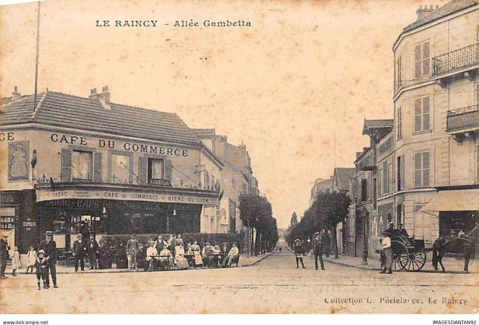 93 LE RAINCY #20138 ALLEE GAMBETTA CAFE DU COMMERCE VOITURE A CHEVAL - Le Raincy