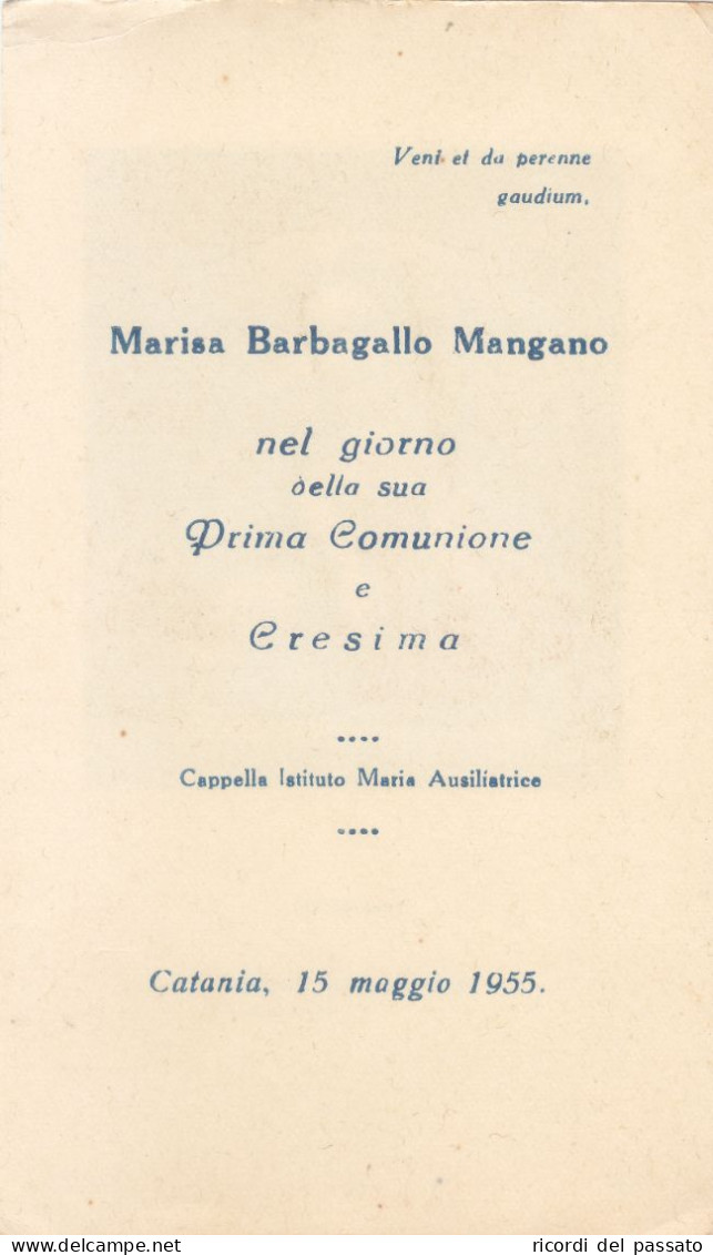 Santino Ricordo 1°comunione E Cresima - Catania 1955 - Devotieprenten