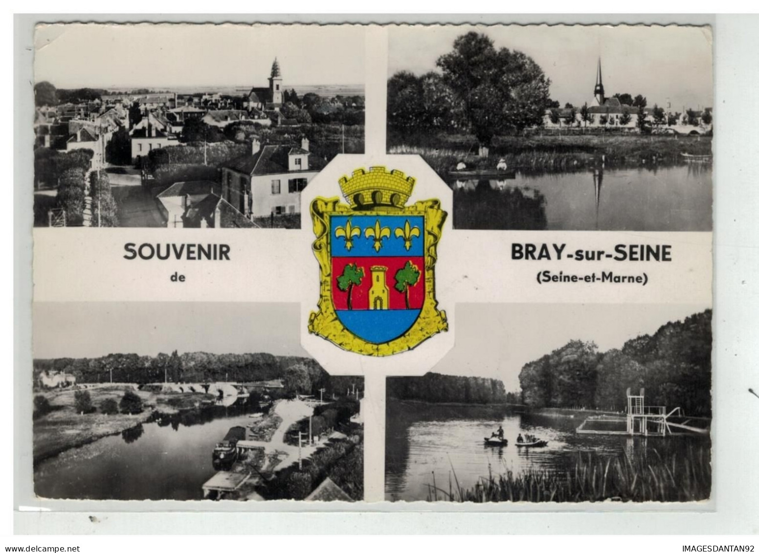 77 BRAY SUR SEINE #19346 SOUVENIR VUE AERIENNE BLASON - Bray Sur Seine