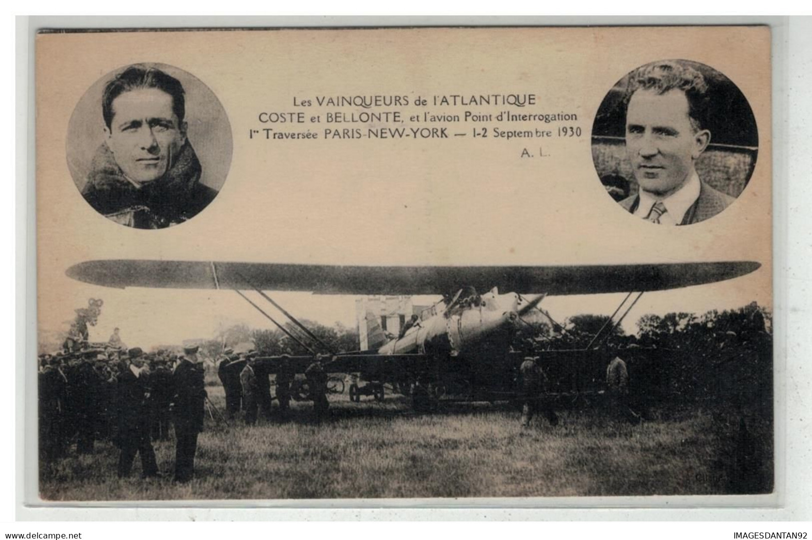 AVIATION #18271 AVION PLANE VAINQUEUR DE L ATLANTIQUE COSTE ET BELLONTE AVION POINT D INTERROGATION 1930 - ....-1914: Precursors