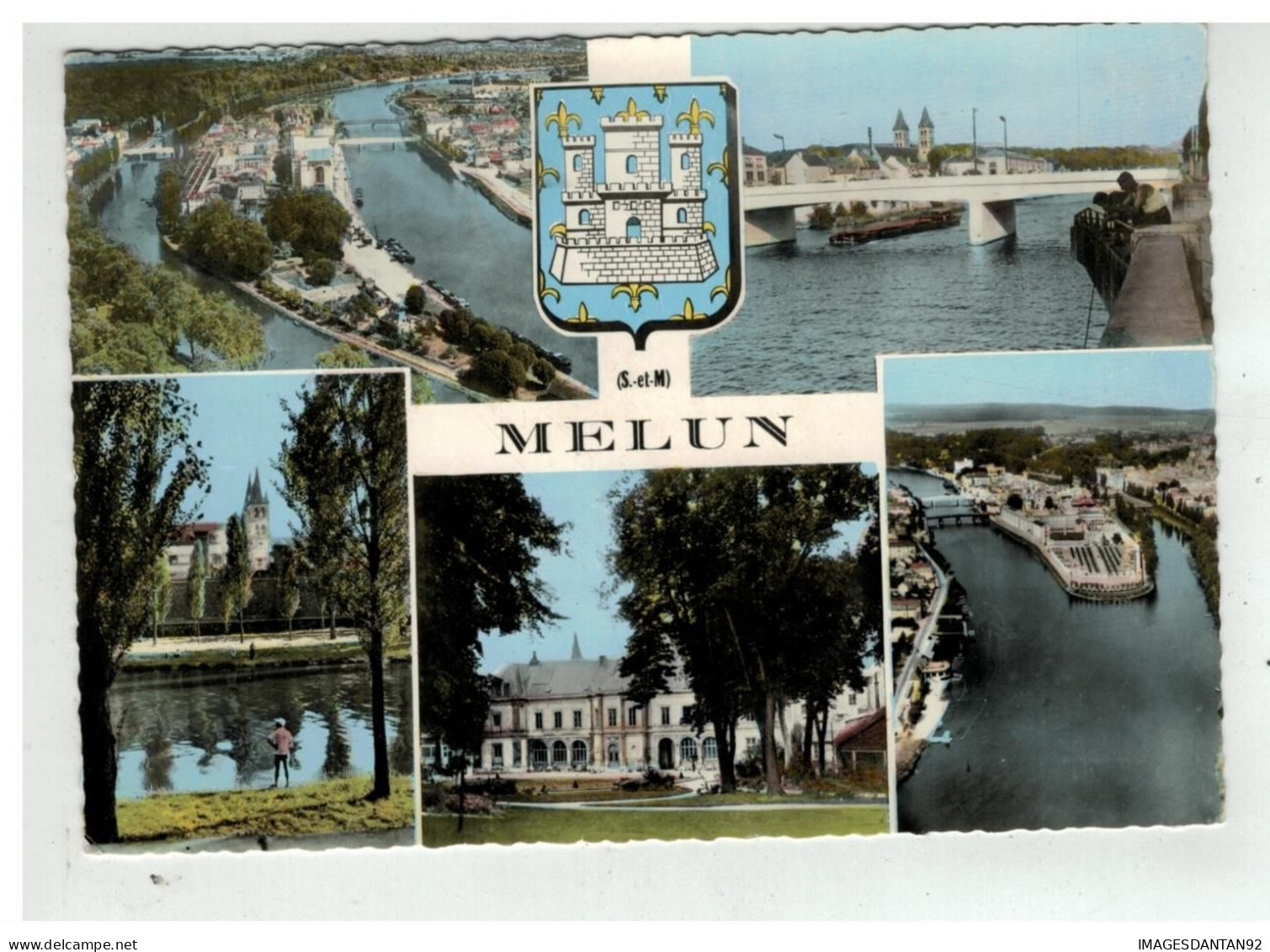 77 MELUN #19587BIS VUE AERIENNE DE L ILE HOTEL D VILLE JARDINS N°77325 BLASON - Melun
