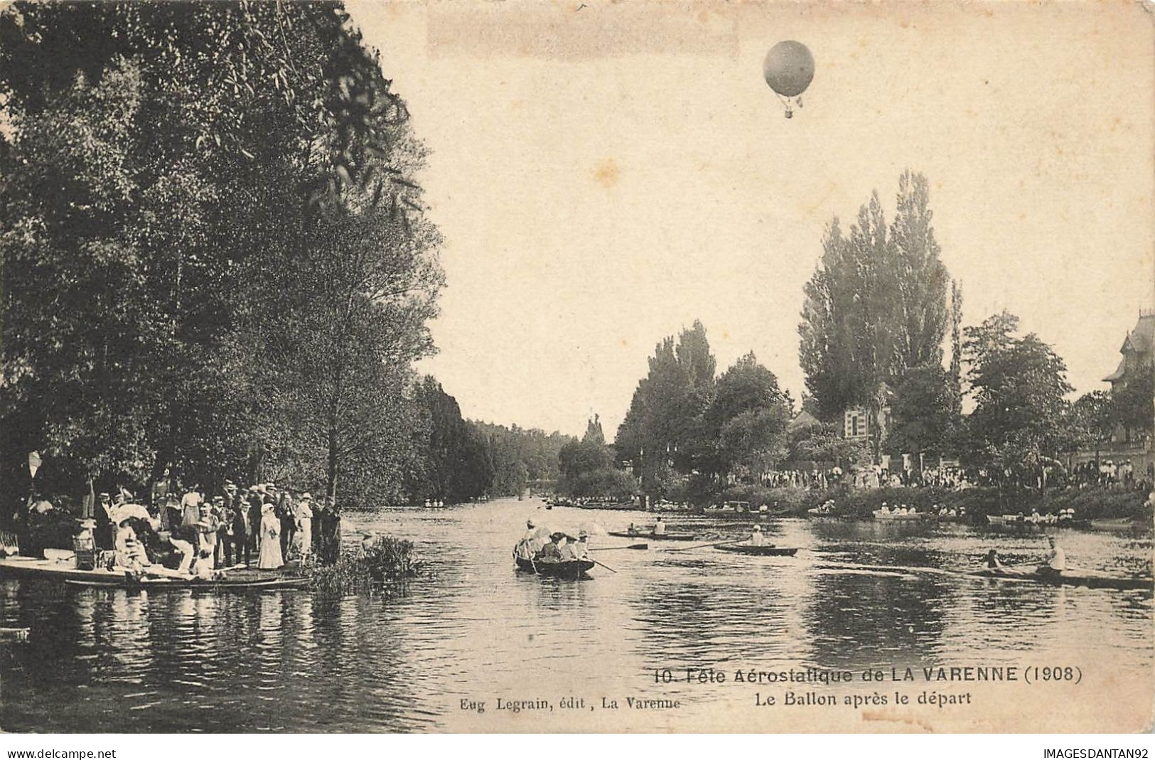 94 LA VARENNE CHENNEVIERES #21653 BORDS DE MARNE FETE AEROSTATIQUE BALLON APRES LE DEPART MONTGOLFIERE BARQUES - Autres & Non Classés