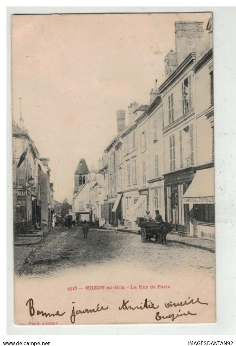 77 ROZOY EN BRIE #19713 LA RUE DE PARIS ATTELAGE D ANE - Rozay En Brie