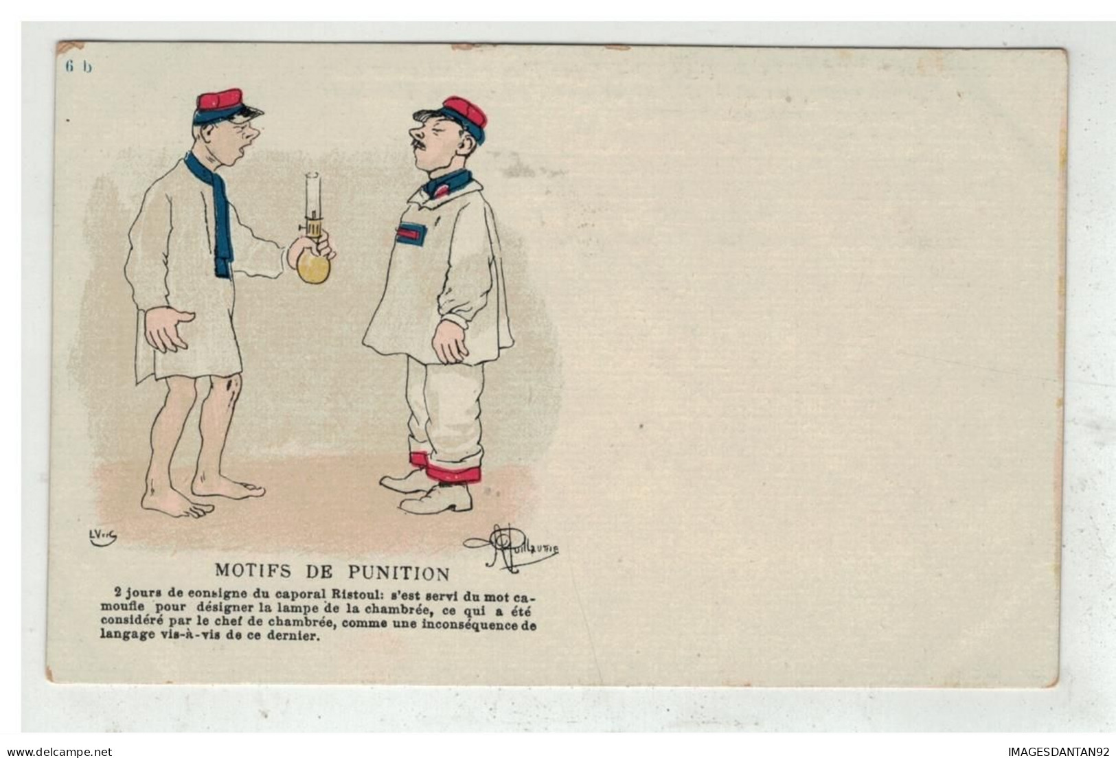 ILLUSTRATEUR GUILLAUME #17059 MOTIFS DE PUNITION 3 JOURS RISTOUL......  PUBLICITE LES TIMBRES DE L ANJOU AU DOS - Guillaume