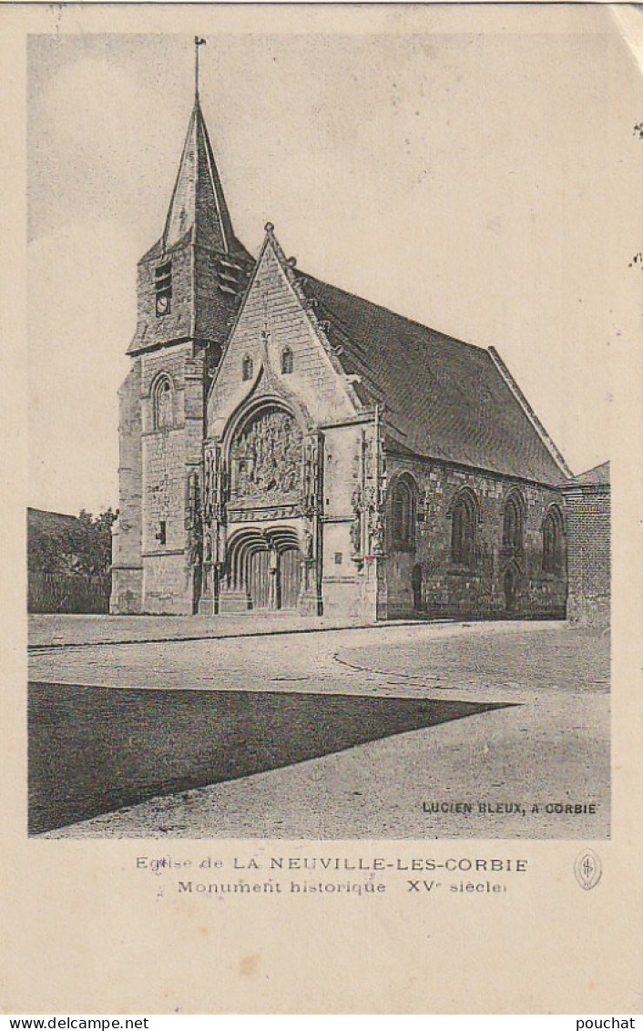 XXX -(80) EGLISE DE LA NEUVILLE LES CORBIE - TAMPON SERVICE MILITAIRE DES CHEMINS DE FER - EDIT. BLEUX , A CORBIE  - Otros & Sin Clasificación