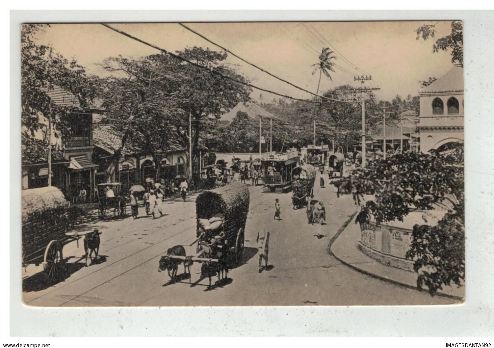SRI LANKA CEYLON CEYLAN #17845 COLOMBO PETTAH MARKET N° 12 ATTELAGE DE BOEUFS TRAMWAY - Sri Lanka (Ceylon)