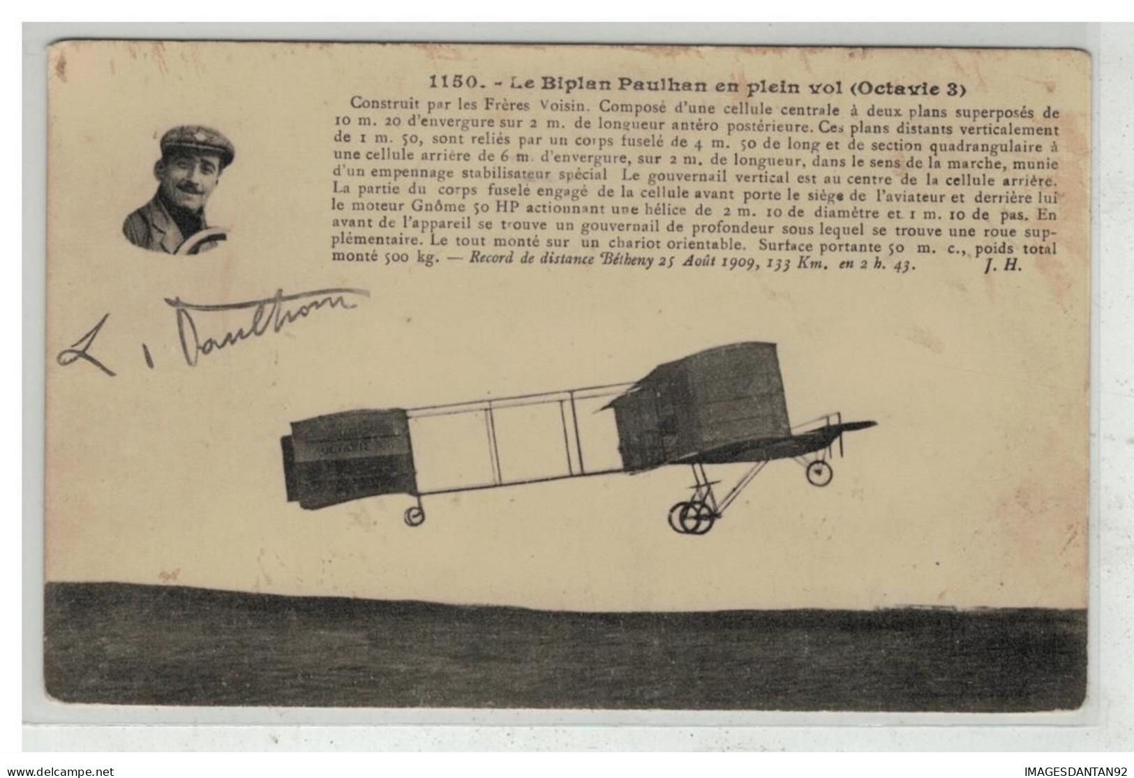 AVIATION #18288 AVION PLANE BIPLAN PAULHAN EN PLEIN VOL OCTAVIE 3 - ....-1914: Precursores