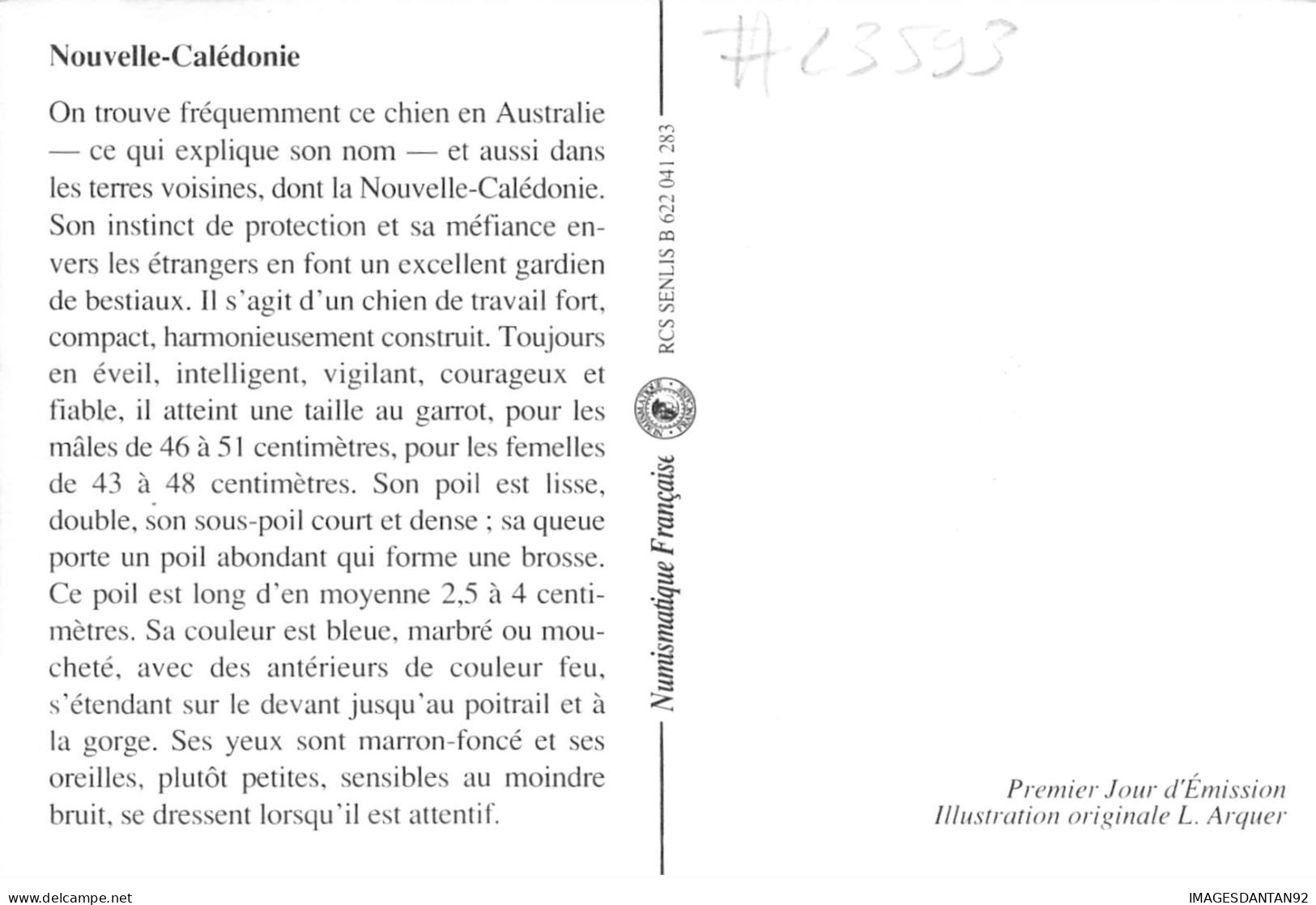 CARTE MAXIMUM #23593 NOUVELLE CALEDONIE NOUMEA 1992 EXPOSITION CANINE INTERNATIONALE CHIEN BOUVIER AUSTRALIEN - Maximumkarten