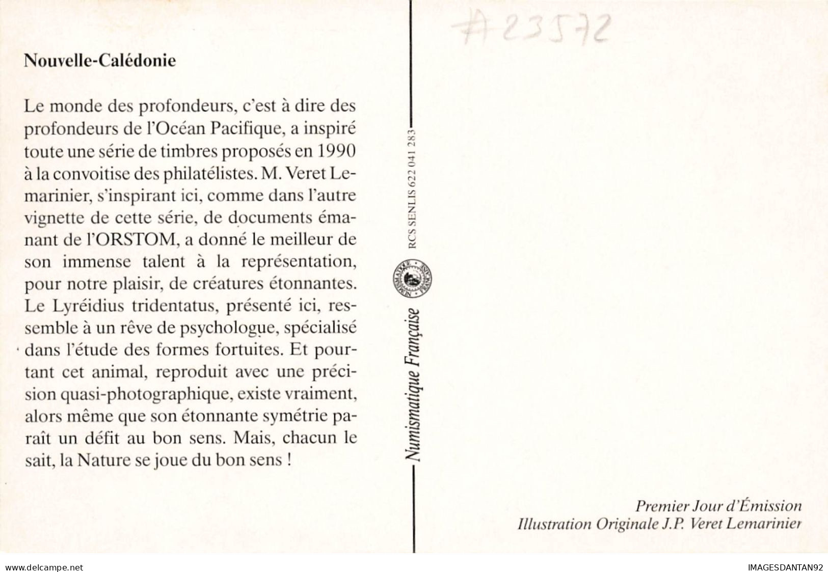 CARTE MAXIMUM #23572 NOUVELLE CALEDONIE NOUMEA 1990 MONDE DES PROFONDEURS ORSTOM - Maximumkaarten