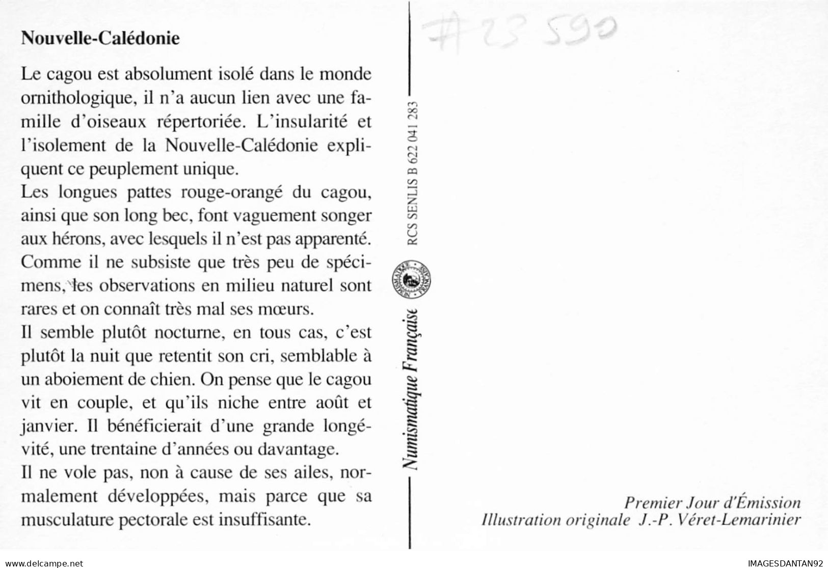 CARTE MAXIMUM #23590 NOUVELLE CALEDONIE NOUMEA 1993 CAGOU OISEAU - Cartes-maximum
