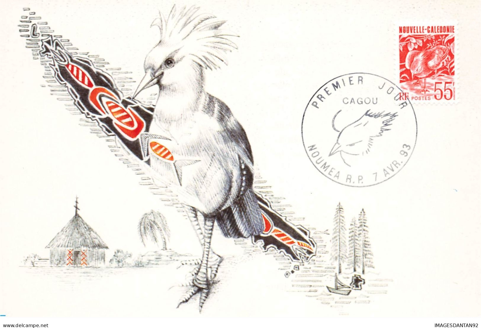 CARTE MAXIMUM #23589 NOUVELLE CALEDONIE NOUMEA 1993 CAGOU OISEAU - Maximumkaarten