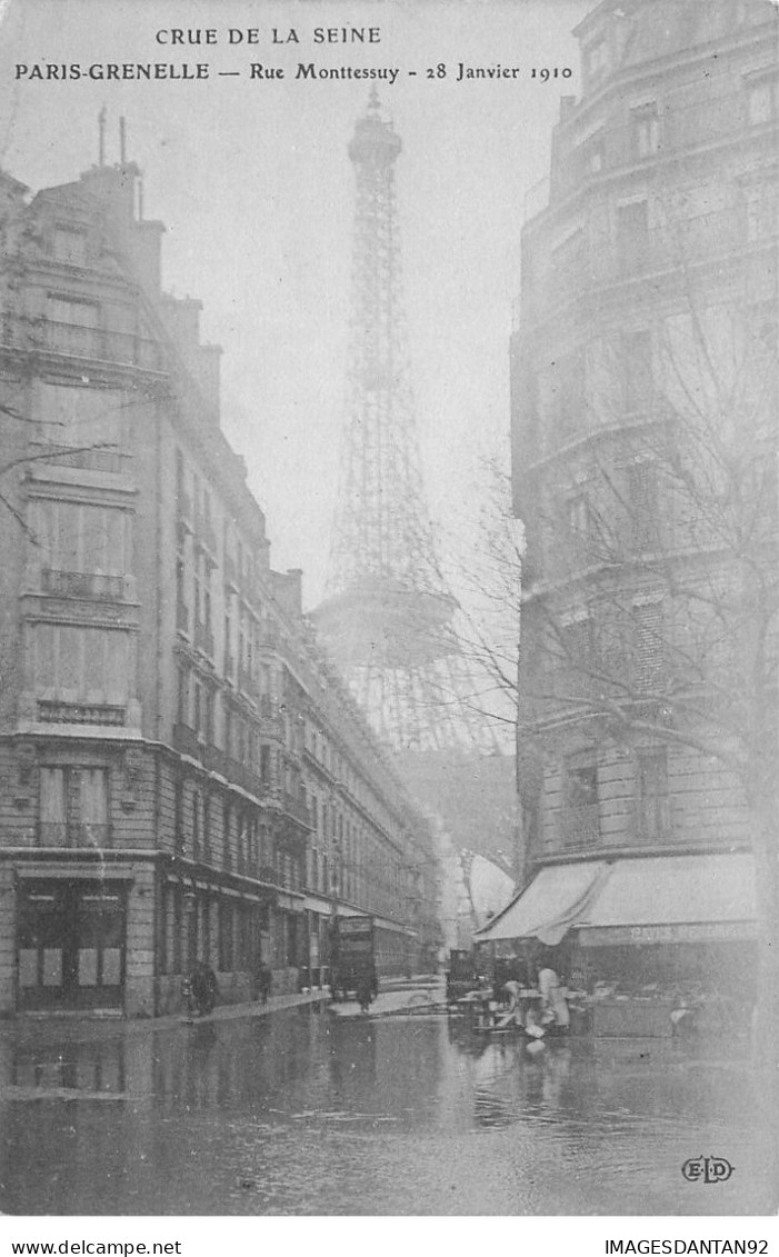 75 PARIS #22850 GRENELLE CRUE DE LA SEINE INONDATIONS 1910 RUE MONTESSUY TOUR EIFFEL - Inondations De 1910