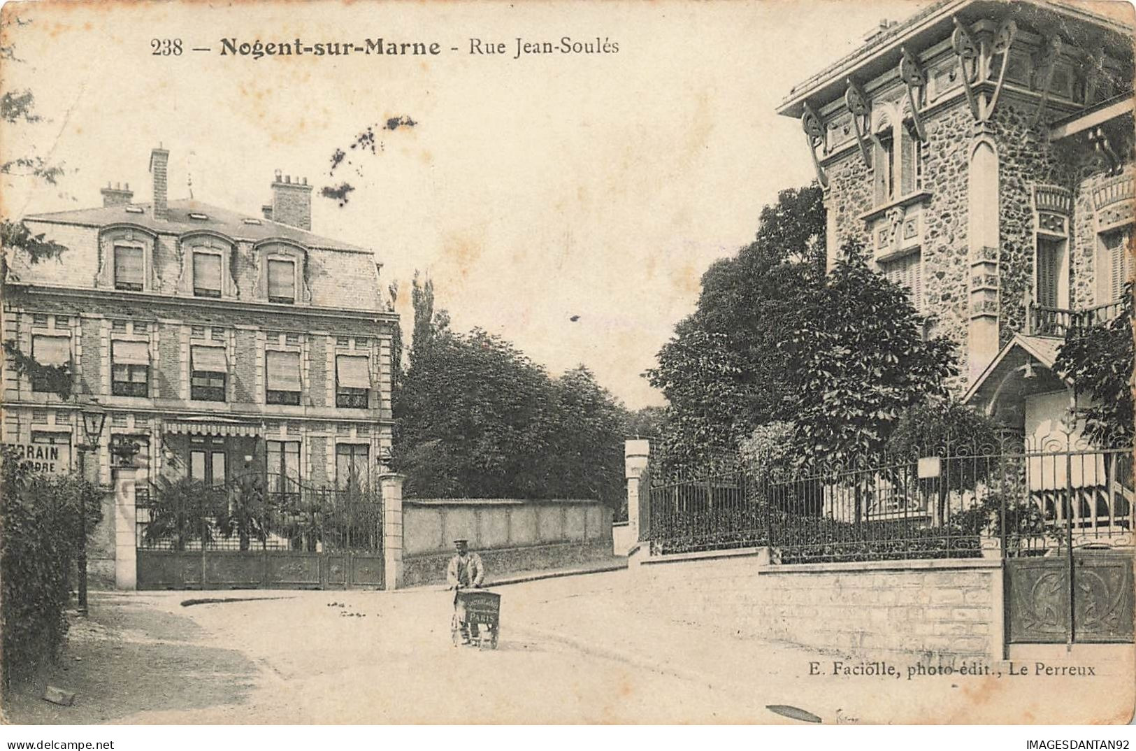 94 NOGENT SUR MARNE #21932 RUE JEAN SOULES CACHET PRISONNIER KOMMANDANTUR - Nogent Sur Marne