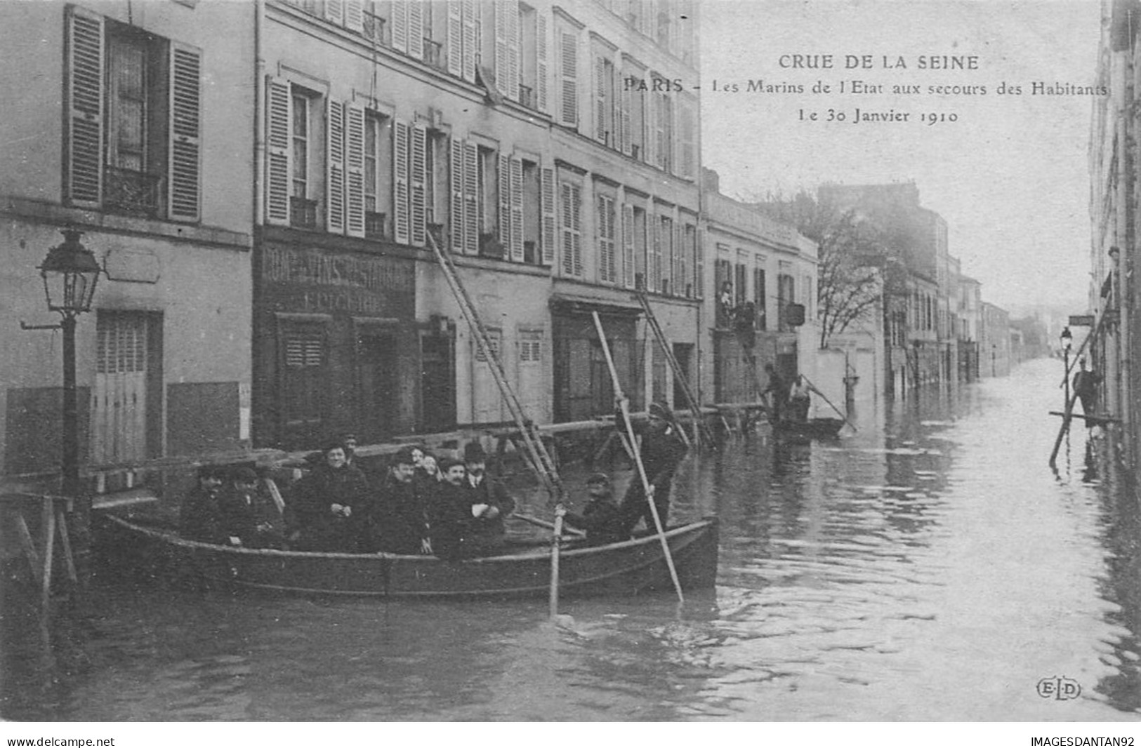 75 PARIS 12 #22825 CRUE DE LA SEINE INONDATIONS 1910 CANOT DE SECOURS MARINS DE L ETAT COMMERCE VINS - La Crecida Del Sena De 1910