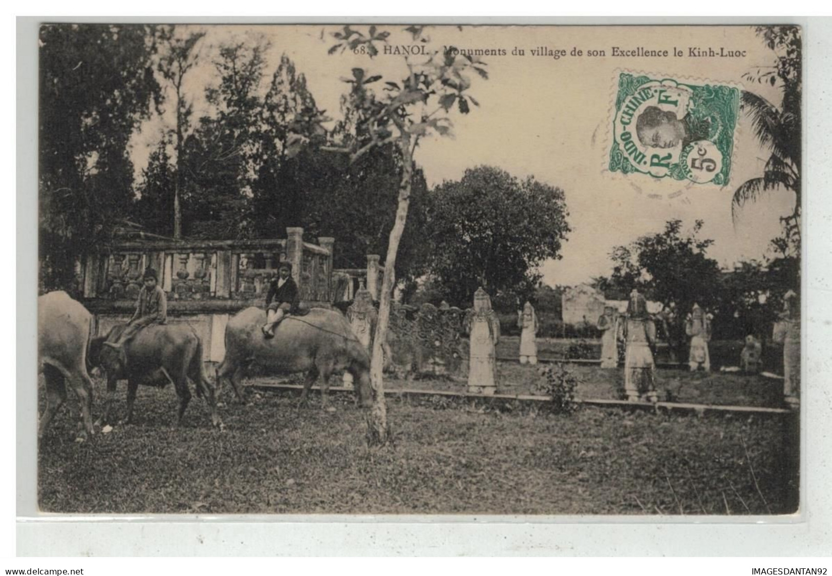 TONKIN INDOCHINE VIETNAM SAIGON #18648 HANOI MONUMENTS DU VILLAGE DE EXCELLENCE LE KINH LUOC BUFFLES - Vietnam