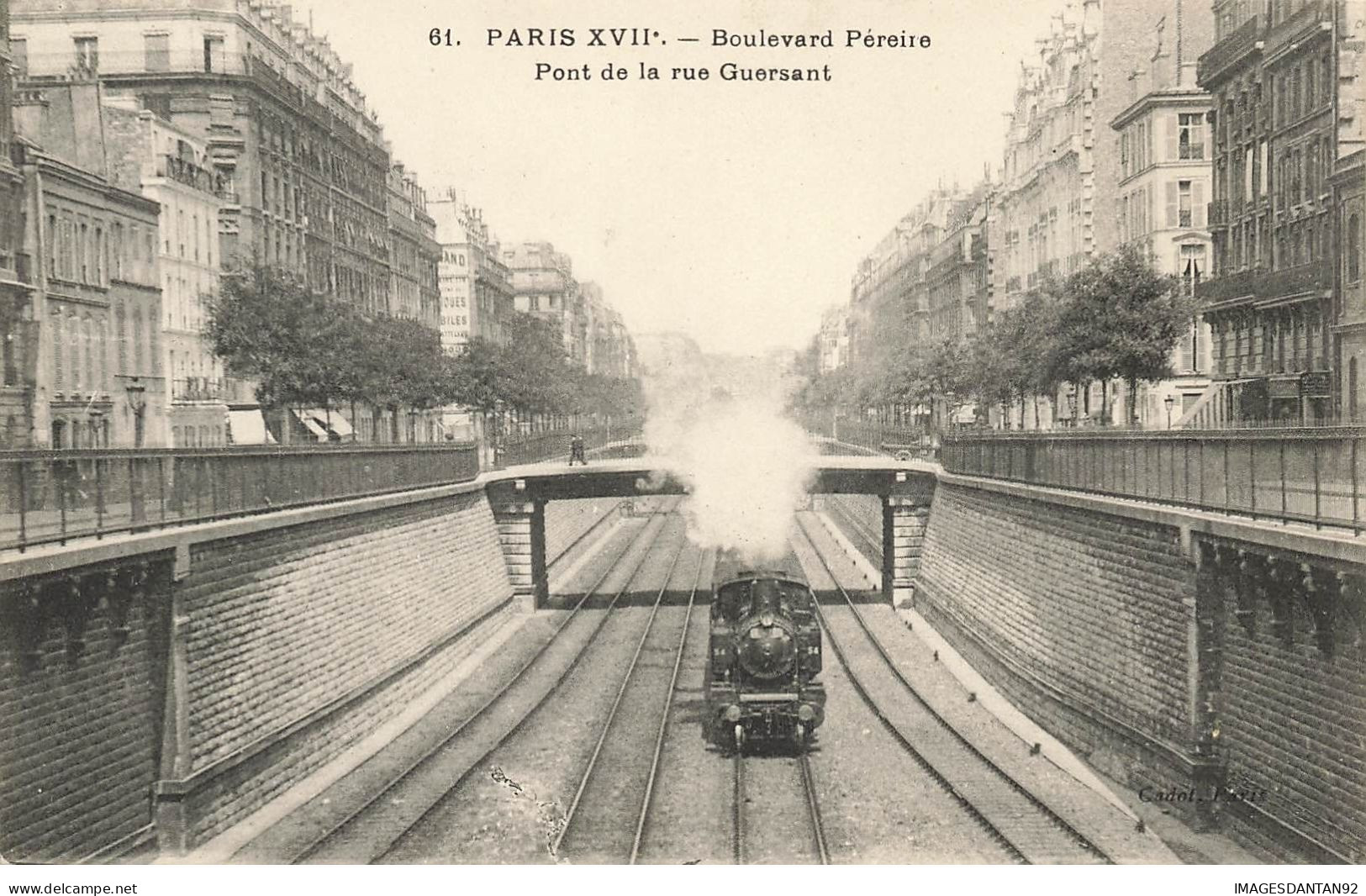 75 PARIS 17 #22786 BOULEVARD PEREIRE PONT DE LA RUE GUERSANT TRAIN LOCOMOTIVE VOIE FERREE - Paris (17)